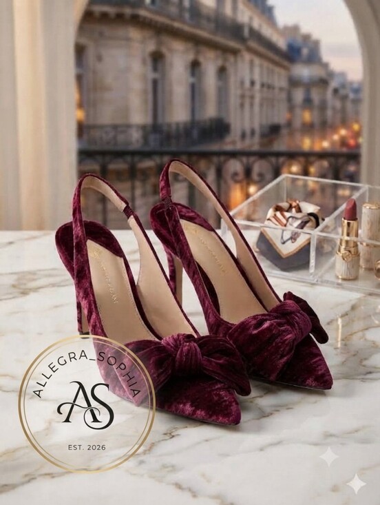 ANTONIO MELANI Shoes - ANTONIO MELANI Lenore Velvet Bow Detail Slingback Pumps Size 6.5